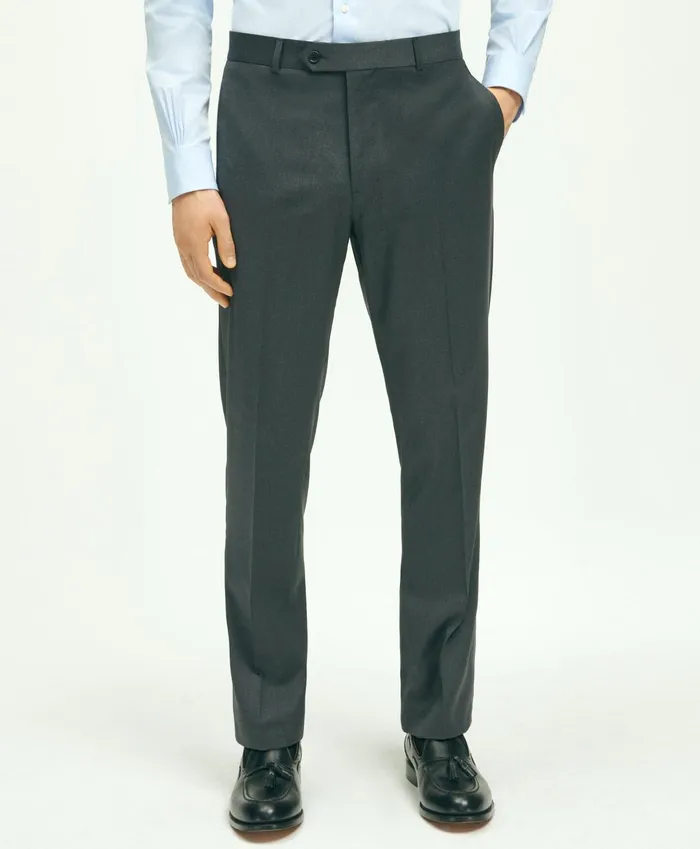 Men Classic Fit Wool 1818 Dress Pants Grey Brooks Brothers Dress Pants