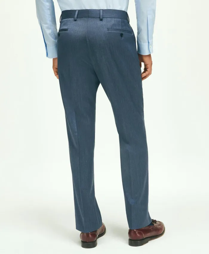 Men Classic Fit Wool Herringbone 1818 Dress Trousers Navy Brooks Brothers Dress Pants