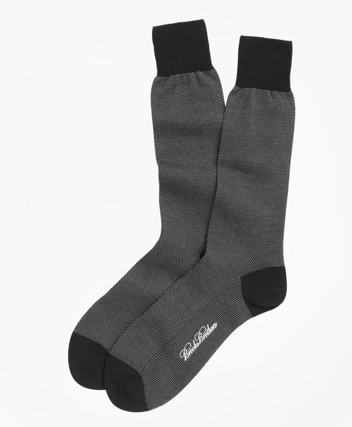 Men Cotton Bird039S Eye Crew Socks Black Brooks Brothers Sock