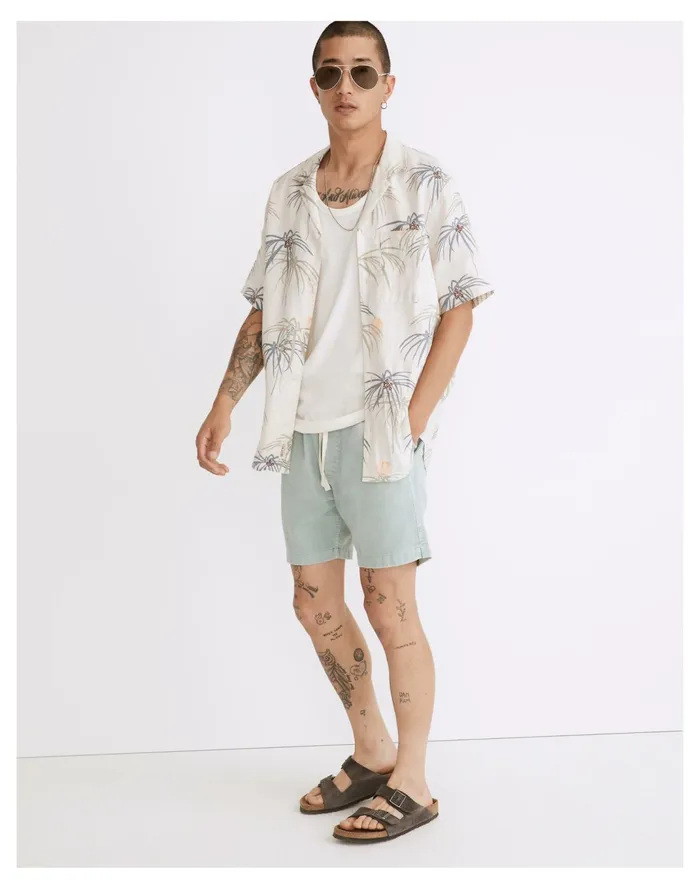 Men Cotton Everywear Shorts Blue Horizon Madewell Shorts