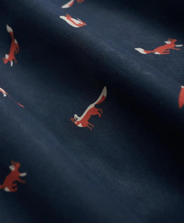 Men Cotton Poplin Fox Print Boxers Navy Multi Brooks Brothers Underwear