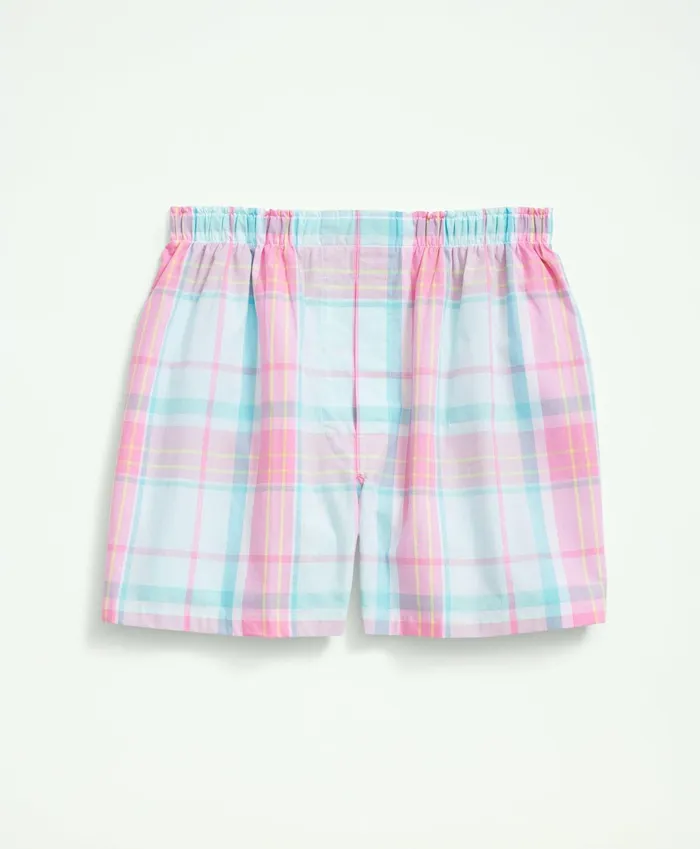 Men Cotton Poplin Madras Boxers Light Blue Brooks Brothers Underwear