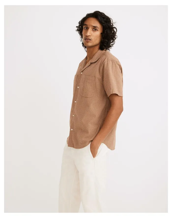 Men Crinkle Cotton Easy Short Sleeve Shirt Kraft Brown Madewell Shirts Men Crinkle Cotton Easy Short Sleeve Shirt Kraft Brown Madewell Shirts