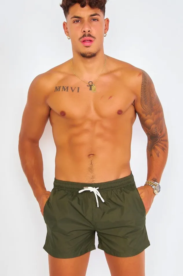 Men Dark Green Swim Shorts Green Brentiny Paris Shorts