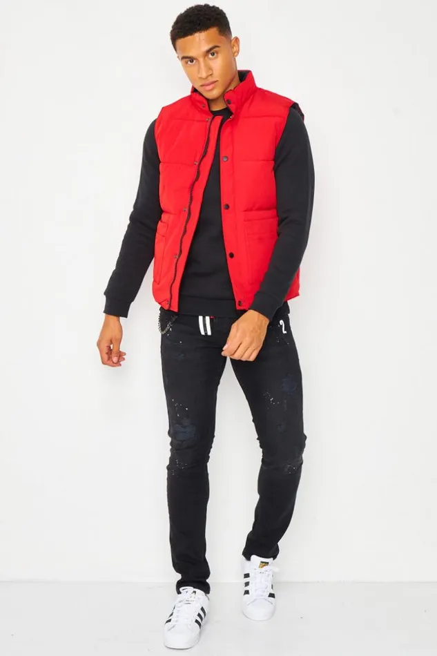 Men Down Vest Jacket In Red Red Brentiny Paris Parkas And Down Jackets