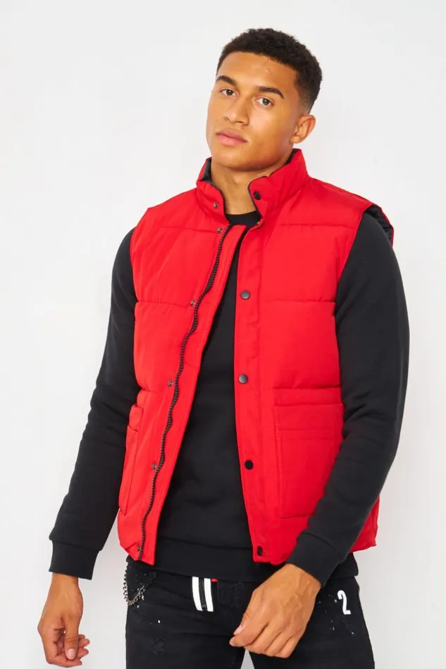 Men Down Vest Jacket In Red Red Brentiny Paris Parkas And Down Jackets
