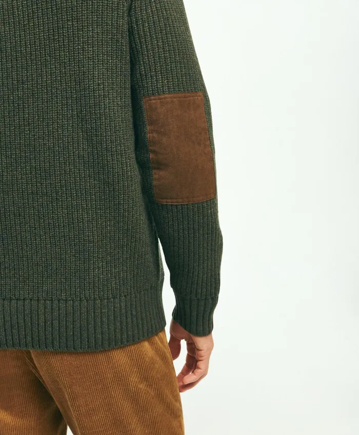 Men English Rib Lambswool Crewneck Sweater Green Brooks Brothers Sweaters