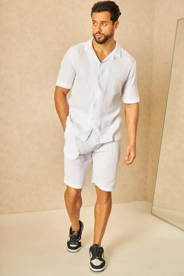 Men Ensemble 2 Pices Chemise Short Effet Lin Blanc White Brentiny Paris Top Bottom Sets Men Ensemble 2 Pices Chemise Short Effet Lin Blanc White Brentiny Paris Top Bottom Sets