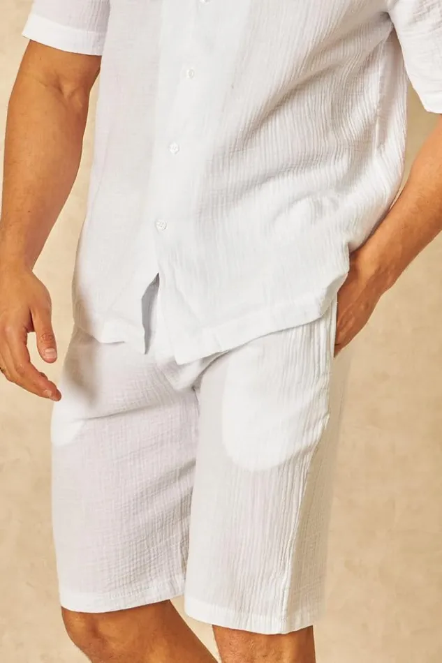 Men Ensemble 2 Pices Chemise Short Effet Lin Blanc White Brentiny Paris Top Bottom Sets Men Ensemble 2 Pices Chemise Short Effet Lin Blanc White Brentiny Paris Top Bottom Sets