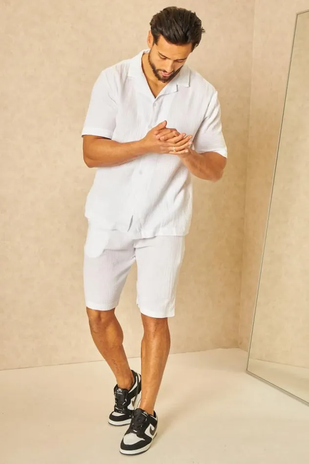 Men Ensemble 2 Pices Chemise Short Effet Lin Blanc White Brentiny Paris Top Bottom Sets Men Ensemble 2 Pices Chemise Short Effet Lin Blanc White Brentiny Paris Top Bottom Sets
