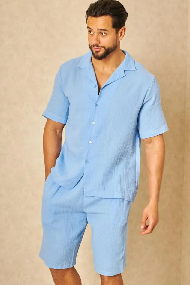 Men Ensemble 2 Pices Chemise Short Effet Lin Bleu Ciel Bleuclair Brentiny Paris Top Bottom Sets Men Ensemble 2 Pices Chemise Short Effet Lin Bleu Ciel Bleuclair Brentiny Paris Top Bottom Sets