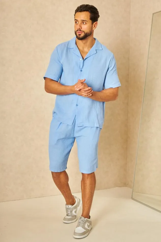 Men Ensemble 2 Pices Chemise Short Effet Lin Bleu Ciel Bleuclair Brentiny Paris Top Bottom Sets Men Ensemble 2 Pices Chemise Short Effet Lin Bleu Ciel Bleuclair Brentiny Paris Top Bottom Sets