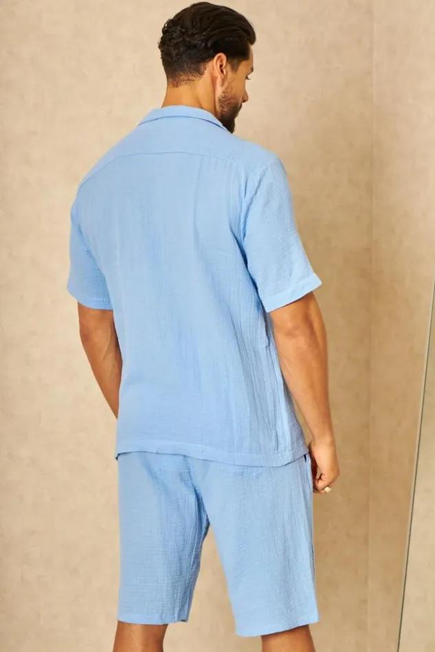 Men Ensemble 2 Pices Chemise Short Effet Lin Bleu Ciel Bleuclair Brentiny Paris Top Bottom Sets Men Ensemble 2 Pices Chemise Short Effet Lin Bleu Ciel Bleuclair Brentiny Paris Top Bottom Sets