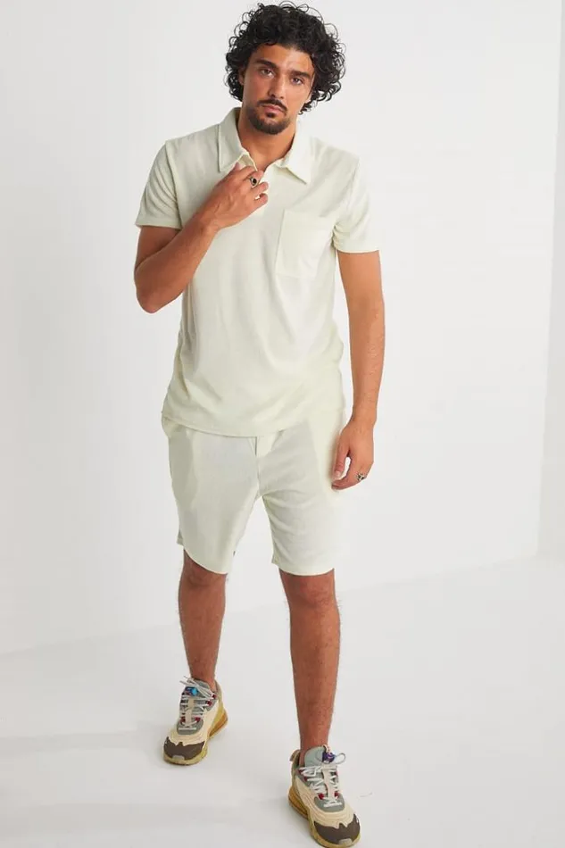 Men Ensemble 2 Pices Polo Short cru En Velours Ecru Brentiny Paris Top Bottom Sets Men Ensemble 2 Pices Polo Short cru En Velours Ecru Brentiny Paris Top Bottom Sets