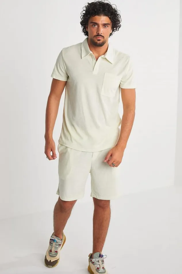 Men Ensemble 2 Pices Polo Short cru En Velours Ecru Brentiny Paris Top Bottom Sets Men Ensemble 2 Pices Polo Short cru En Velours Ecru Brentiny Paris Top Bottom Sets