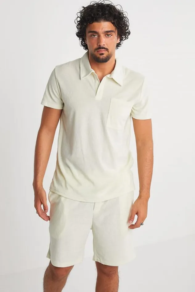 Men Ensemble 2 Pices Polo Short cru En Velours Ecru Brentiny Paris Top Bottom Sets Men Ensemble 2 Pices Polo Short cru En Velours Ecru Brentiny Paris Top Bottom Sets