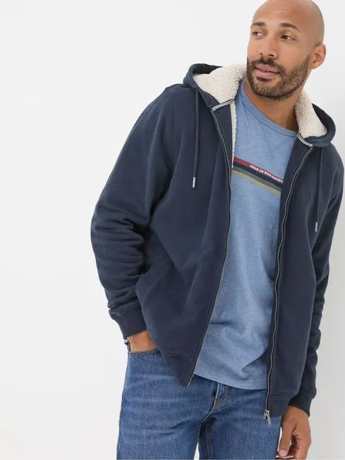 Men Fatface Coats and Jackets Brooke Navy Blue Hoodies