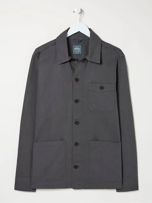 Men Fatface Coats and Jackets Grey Cotton Linen Worker Jacket