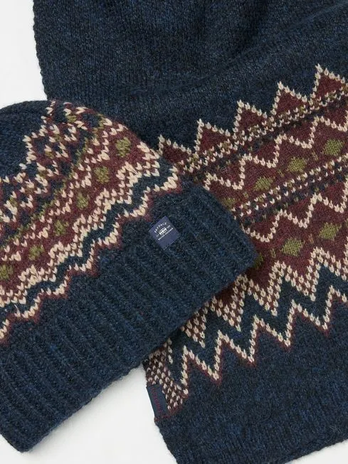Men Fatface Hats Navy Fair Isle Hat And Scarf Gift Set Men Fatface Hats Navy Fair Isle Hat And Scarf Gift Set