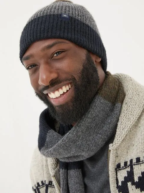 Men Fatface Hats Navy Leo Beanie