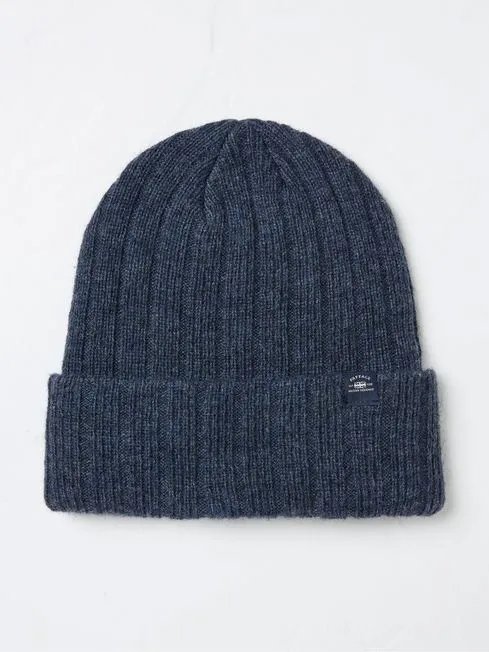 Men Fatface Hats Sebastian Blue Marl Rib Beanie