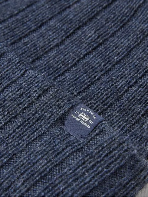 Men Fatface Hats Sebastian Blue Marl Rib Beanie Men Fatface Hats Sebastian Blue Marl Rib Beanie