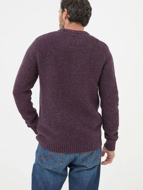 Men Fatface Knitwear Hove Burgundy Red Crew Neck Jumper