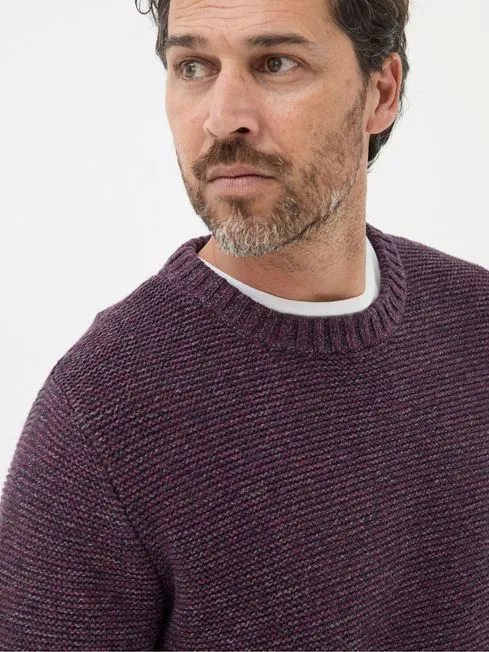 Men Fatface Knitwear Hove Burgundy Red Crew Neck Jumper