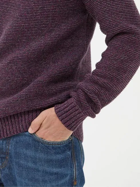 Men Fatface Knitwear Hove Burgundy Red Crew Neck Jumper