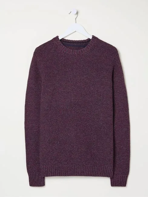 Men Fatface Knitwear Hove Burgundy Red Crew Neck Jumper