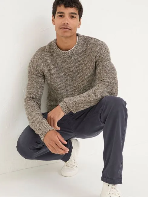 Men Fatface Knitwear Hove Natural Crew Neck Jumper