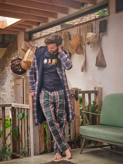 Men Fatface Pajamas and Nightwear Navy Cheese Boarders Graphic TShirt