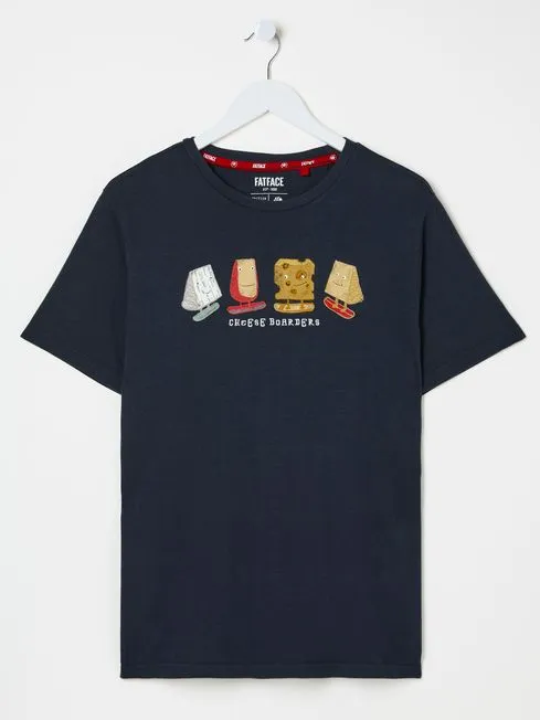 Men Fatface Pajamas and Nightwear Navy Cheese Boarders Graphic TShirt
