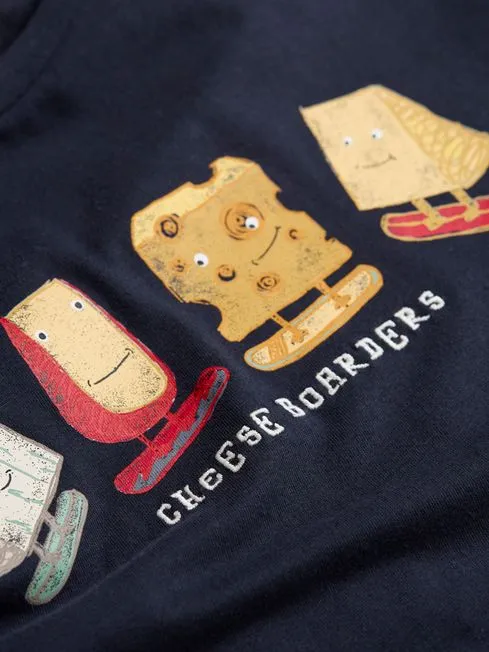 Men Fatface Pajamas and Nightwear Navy Cheese Boarders Graphic TShirt
