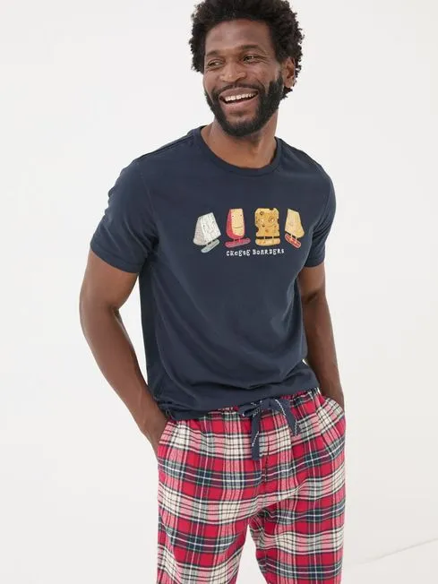 Men Fatface Pajamas and Nightwear Navy Cheese Boarders Graphic TShirt
