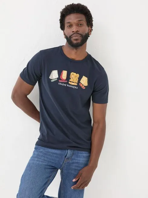 Men Fatface Pajamas and Nightwear Navy Cheese Boarders Graphic TShirt