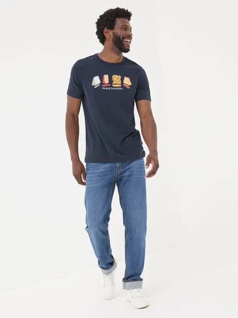 Men Fatface Pajamas and Nightwear Navy Cheese Boarders Graphic TShirt
