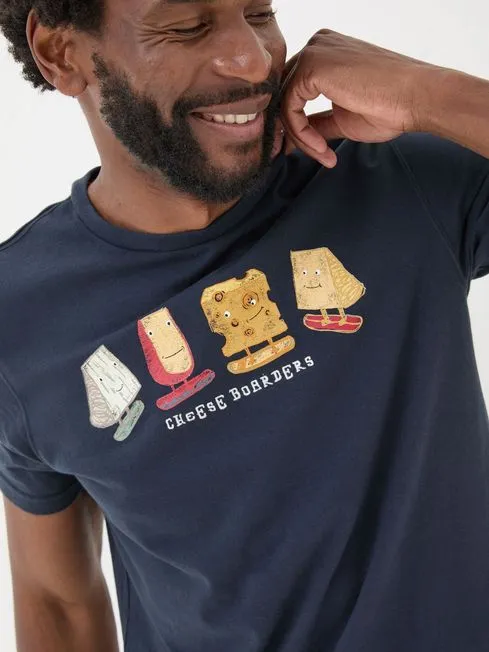 Men Fatface Pajamas and Nightwear Navy Cheese Boarders Graphic TShirt