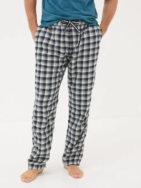 Men Fatface Pajamas and Nightwear Wickham Navy Check 100 Cotton Pyjamas Bottoms