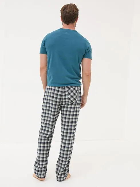 Men Fatface Pajamas and Nightwear Wickham Navy Check 100 Cotton Pyjamas Bottoms