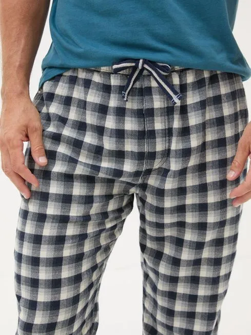 Men Fatface Pajamas and Nightwear Wickham Navy Check 100 Cotton Pyjamas Bottoms