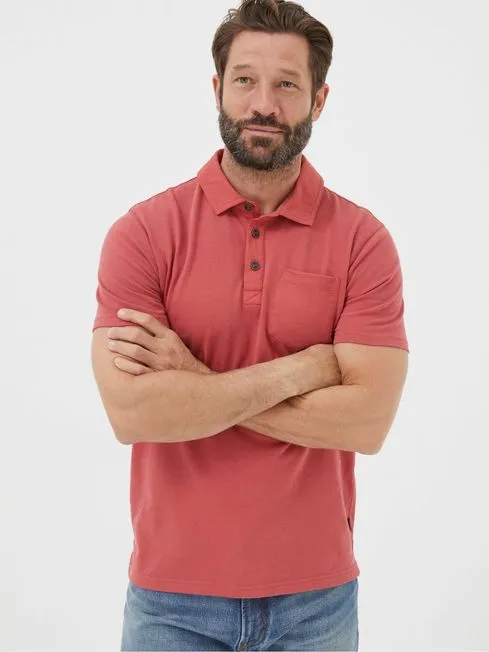 Men Fatface Polo Shirts Pink Perranporth Polo Shirt