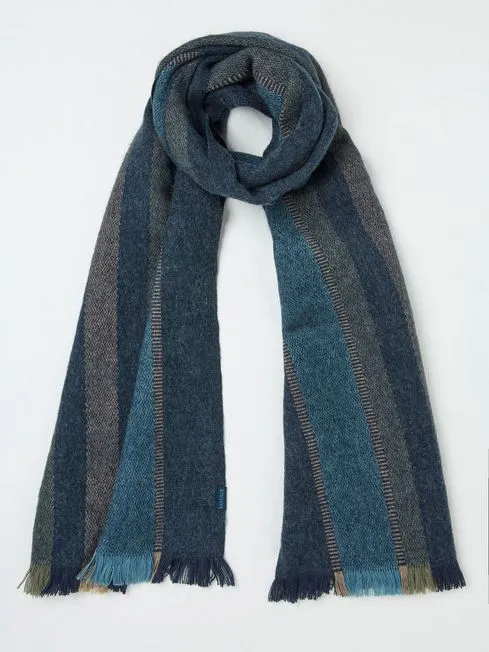 Men Fatface Scarves Blue Marl Woven Stripe Scarf