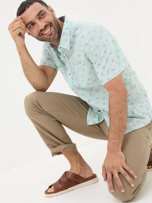 Men Fatface Shirts Blue Cracking Lobster Print Shirt Men Fatface Shirts Blue Cracking Lobster Print Shirt