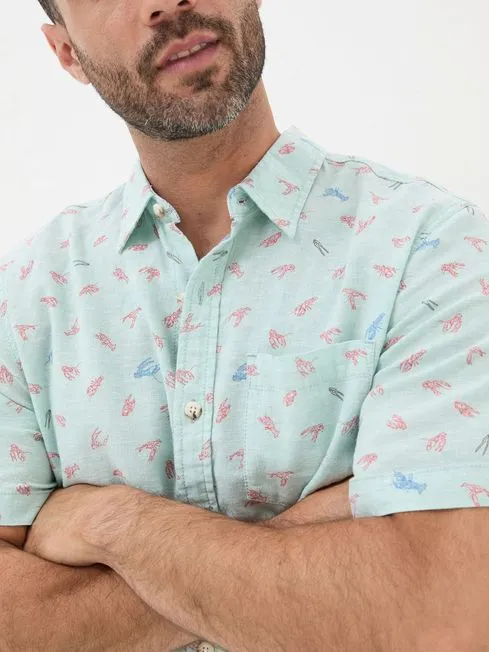 Men Fatface Shirts Blue Cracking Lobster Print Shirt Men Fatface Shirts Blue Cracking Lobster Print Shirt