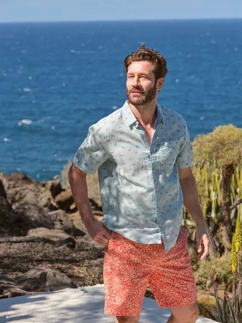 Men Fatface Shirts Blue Cracking Lobster Print Shirt Men Fatface Shirts Blue Cracking Lobster Print Shirt