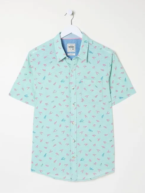 Men Fatface Shirts Blue Cracking Lobster Print Shirt Men Fatface Shirts Blue Cracking Lobster Print Shirt