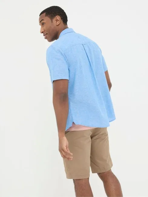 Men Fatface Shirts Bugle Blue Linen Cotton Shirt