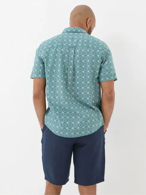Men Fatface Shirts Green Short Sleeve Snave Tile Print Shirt Men Fatface Shirts Green Short Sleeve Snave Tile Print Shirt