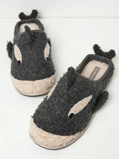 Men Fatface Slippers Kev Grey Killer Whale Slippers